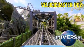 Jurassic World Velocicoaster POV  Universal Studios New Roller Coaster [upl. by Allerbag]