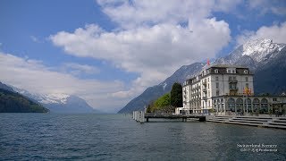 4K Brunnen Vierwaldststättersee Schwyz SWITZERLAND アルプス山脈 [upl. by Halfdan357]