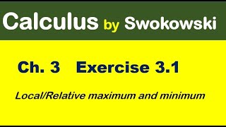 Calculus by Swokowski Ch 3 Lec 2 LocalRelative maximum and minimum [upl. by Winstonn130]