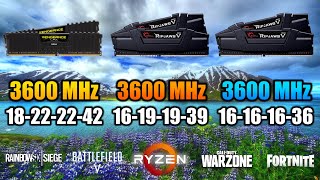 3600MHz 18222242 vs 3600MHz 16191939 vs 3600MHz 16161636 with 3900X  RAM Comparison Test [upl. by Colet]