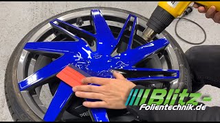 Felgen Folieren  bekleben 3M cosmic blue  How To Vinyl Wrap Car Rims [upl. by Harad]