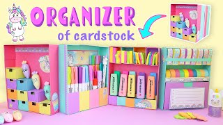 DESKTOP ORGANIZER DIY expandable of CARDSTOCK PAPER 👉 Back to school aPasos Crafts DIY [upl. by Arayc]