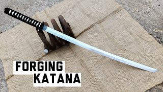 Forging a Katana out of Rusted steel Spring [upl. by Llenoil]