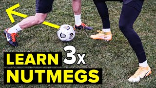 3 easy ways to nutmeg defenders  Learn panna skills [upl. by Eidod]