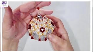 Beaded Christmas Ornament Tutorial  Free Bead Pattern  DIY Ornament [upl. by Kaile651]