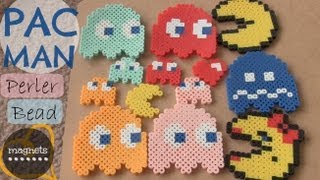 PAC MAN Perler Bead Magnets  Back To School How To  SoCraftastic [upl. by Nonnaehr458]