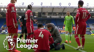 Virgil van Dijk injured after collision with Jordan Pickford  Premier League  NBC Sports [upl. by Nitaj243]