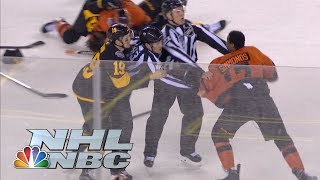 Flyers Wayne Simmonds lays out Penguins Brian Dumoulin brawl ensues  NHL  NBC Sports [upl. by Ecnerwal158]