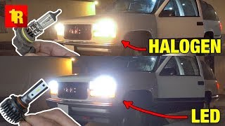 LED vs HALOGEN HEADLIGHTS Before and After [upl. by Knudson]