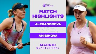 Ekaterina Alexandrova vs Amanda Anisimova  2022 Madrid Quarterfinal  WTA Match Highlights [upl. by Mainis948]