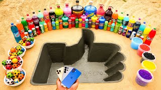 How to make Like Hand with Cement S25 amp iPhone 16 vs Big Coca Cola and Mentos Schweppes amp Mirinda [upl. by Ardnosac]