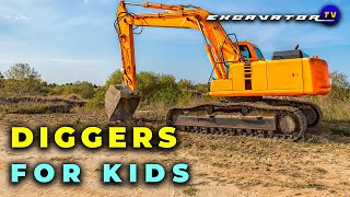 🦺 Diggers For Kids Diggers at Work  Mini Excavator Dump Trucks Cranes Flatbed  Diggers TV [upl. by Manny]