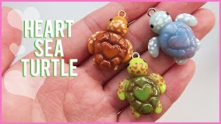 Tutorial Heart Sea Turtle polymer clay charms  Collab with Heather Wells [upl. by Eadahc]