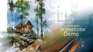 Watercolor color landscape  painting demo by prakashanputhur [upl. by Quill]