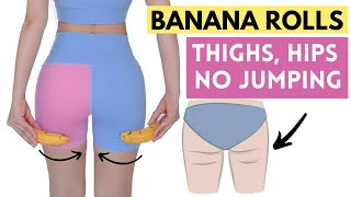 BURN thighs saddlebags fat cellulite underbutt wrinkles banana rolls no jumping  Hana Milly [upl. by Andromede534]