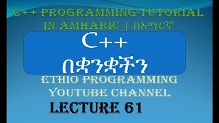 Lecture 61 C Programming Tutorial pointer part 1 in Amharic  በአማርኛ [upl. by Eetsirhc]