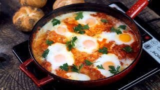 Shakshuka  Eggs in Tomato Sauce Recipe [upl. by Nnaynaffit]