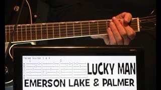 Emerson Lake and Palmer Lucky Man Guitar Chords Lesson amp Tab Tutorial [upl. by Alleen159]