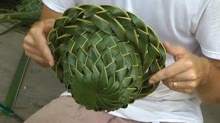 How to make a Coconut Palm Leaf Hat  Part 1 of 2 [upl. by Adi]