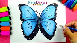 How to draw a BUTTERFLY  Cómo dibujar una MARIPOSA [upl. by Nahtnanhoj]