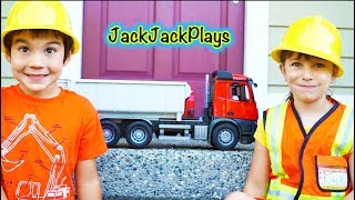 Construction Play Skits  Toy Dump Trucks  Diggers  JackJackPlays [upl. by Niels]