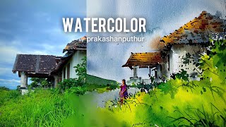 Watercolor demo  beautiful landscape by prakashanputhur [upl. by Adelaide]