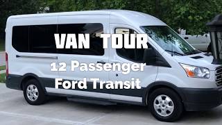 Large Family Van Tour 12 Passenger Ford Transit Medium Roof [upl. by Ancelin]