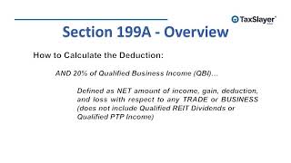 Section 199A Qualified Business Income Deduction [upl. by Ennaylime]