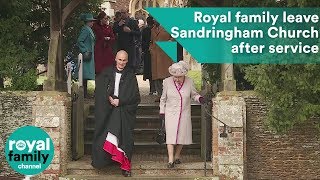 Queen and royal family depart Sandringham Church after Christmas Day service [upl. by Sito]