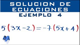 Solucionar ecuaciones lineales  Ejemplo 4 [upl. by Ocirema882]