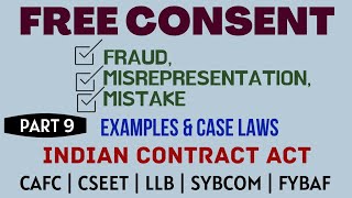 Fraud  Misrepresentation  Mistake  Free Consent  Indian Contract Act  Caselaws  Example [upl. by Baxie]