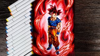 Drawing Goku Super Saiyan God  Transcended Saiyan [upl. by Monie]