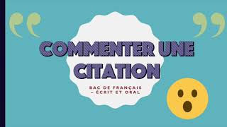 BAC DE FRANÇAIS Commenter une citation [upl. by Sito860]