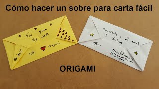 💌  SOBRE  💌 para CARTA FACIL ✅  Origami PASO A PASO [upl. by Ydroj]