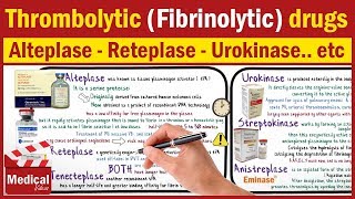 Pharmacology CVS 25 Thrombolytic Drugs Mechanism Of Action Alteplase  Reteplase  Urokinase [upl. by Samau]