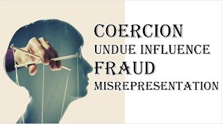 Coercion Undue Influence Fraud Misrepresentation  Indian Contract Act 1872  Law Guru [upl. by Eyot]