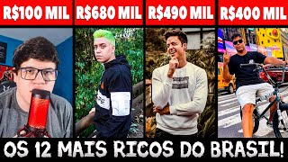 OS 12 YOUTUBERS MAIS RICOS DO BRASIL 2021 [upl. by Durstin]