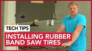 Changing a band saw tire Rubber Tire Installation [upl. by Gipsy]