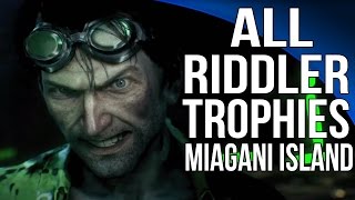 Batman Arkham Knight  All Riddler Trophies  Miagani Island [upl. by Lopez]