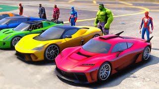 Spiderman CARS Challenge With Superheroes  GTA 5 MODS [upl. by Khalil804]