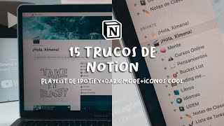 15 TRUCOS y TIPS para NOTION 📚 l playlist de Spotify íconos minimalistas dark mode [upl. by Erminie]