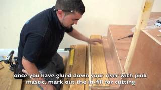 How to fit a wood floor on stairs using a nosing [upl. by Masterson]