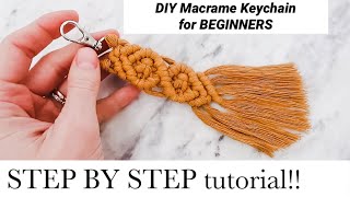 DIY Macrame Keychain  Easy  Beginner  STEP BY STEP [upl. by Eba618]