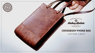 Making a Crossbody Phone Bag  Leathercraft [upl. by Anirod]