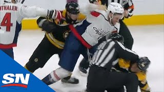 David Pastrnak Decides To Fight Tom Wilson Then Everyone Gets Involved [upl. by Ewer]