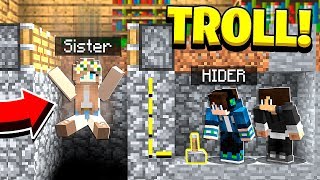 TROLLING MY LITTLE SISTER IN HIDE AND SEEK in Minecraft [upl. by Amar]