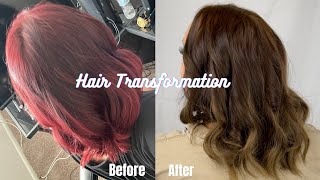 Hair Transformation  Red to Ash Brown no bleach needed [upl. by Ahsats]