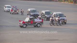 Convoy culture High ranking defense officers arrive for traditional military band ceremony in India [upl. by Senalda]