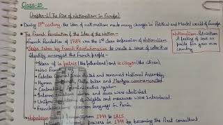 Class10History Ch1The Rise of Nationalism In EuropePart 1Handwritten Notes Concept Improver [upl. by Ecinev]