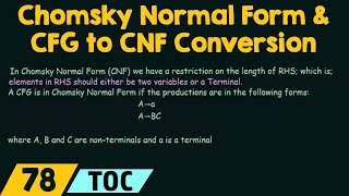 Chomsky Normal Form amp CFG to CNF Conversion [upl. by Nayb]